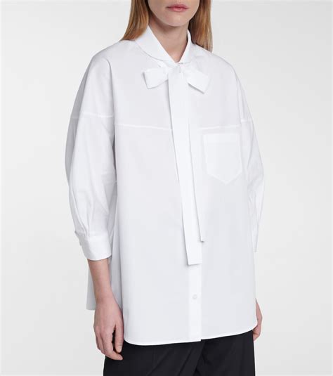 prada bluse weiss|Bluse aus Baumwollpopeline in Weiß .